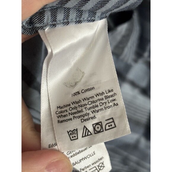 Eddie Bauer Mens 2XL XXL Long Sleeve Button Up Shrit Cotton Blue Striped‎ Casual - Picture 3 of 4